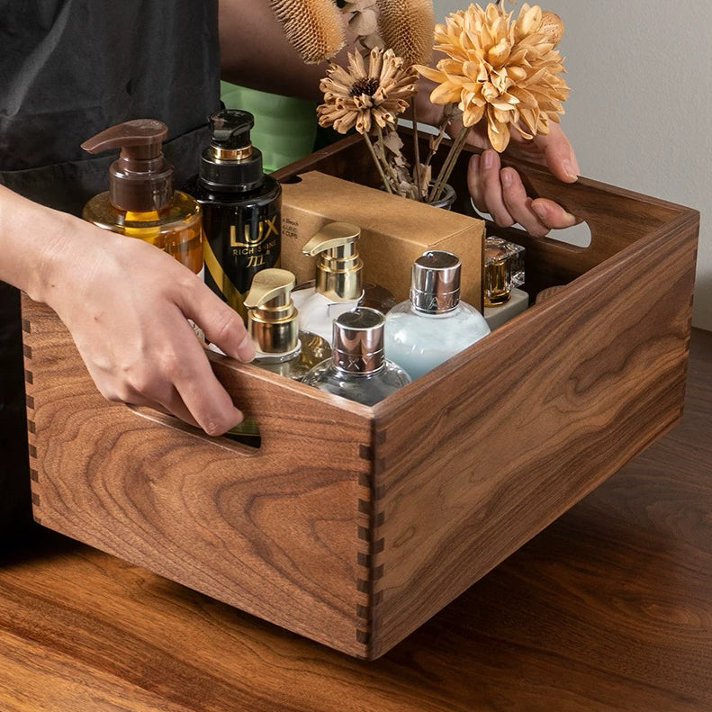 Woodfort Solid Walnut Makeup Organizer