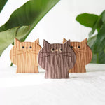 Japanese-Style Wooden Cat Coasters
