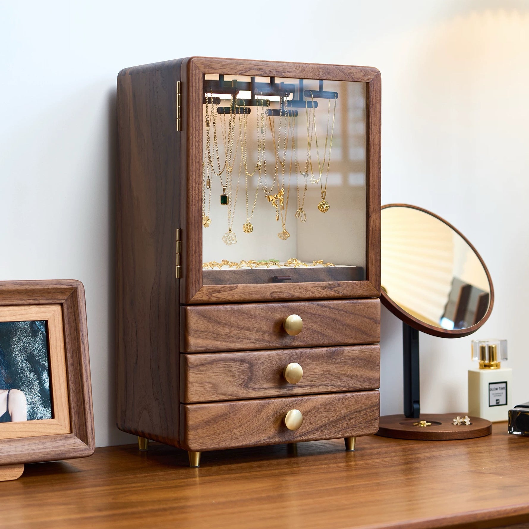 Lunaris Solid Walnut Jewelry Box