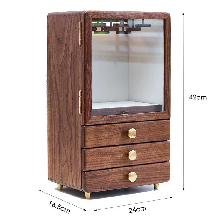 Lunaris solid walnut box for storing jewelry items