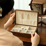 Luxury Solara Black Walnut Embroidered Jewelry Box