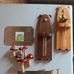 Magnetic solid wood vase for refrigerator or metal surfaces