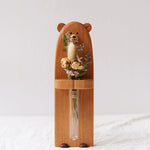 Magnetic wooden flower vase in bear design