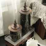Medieval Retro Glass Container with Solid Walnut Lid