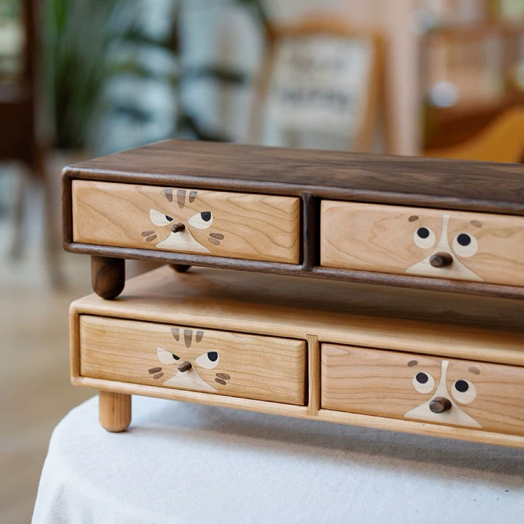 Minimalist Pawpair Solid Wood Monitor Stand close-up