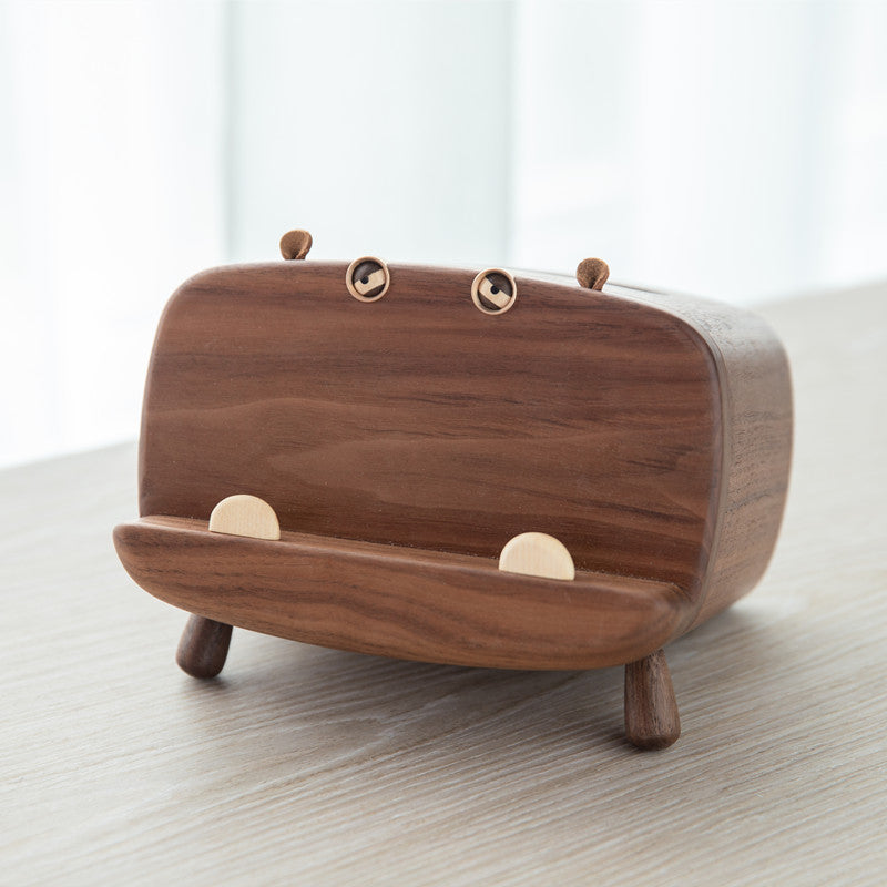 Natural Walnut Hippo Tissue Box