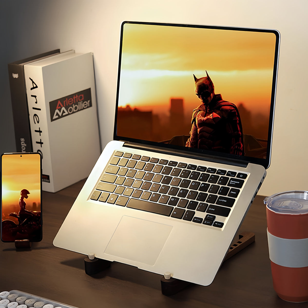 NoteFlex Walnut laptop stand for desk
