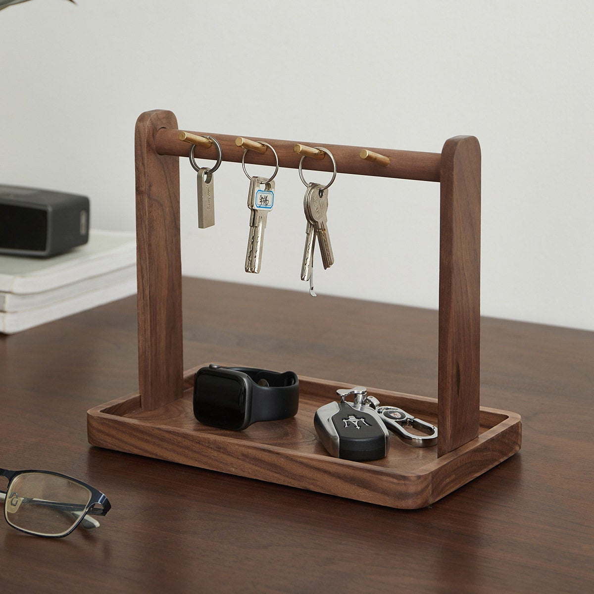 Premium Solid Walnut Key Holder Stand | Walnut Addicted