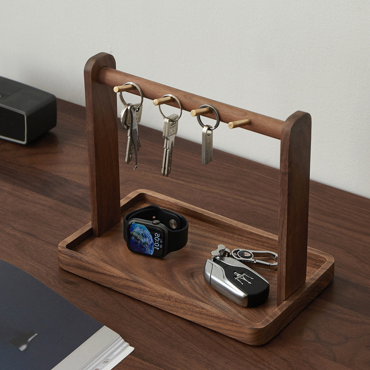 Orlan handcrafted walnut key holder stand