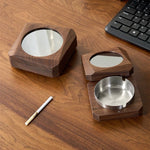 Premium cedar walnut ashtray with windproof design