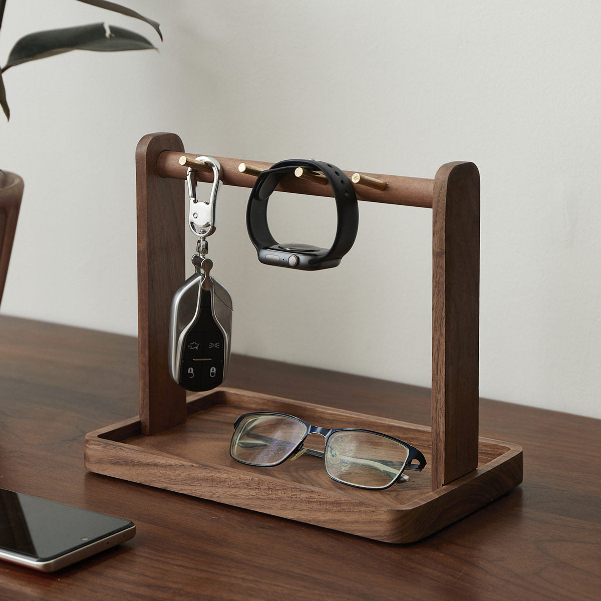 Premium walnut key holder stand with simple design