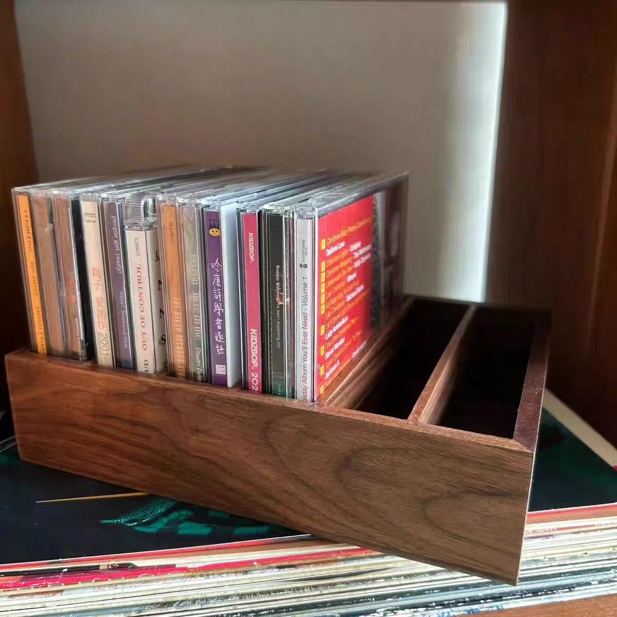 Reson handcrafted wooden CD display rack