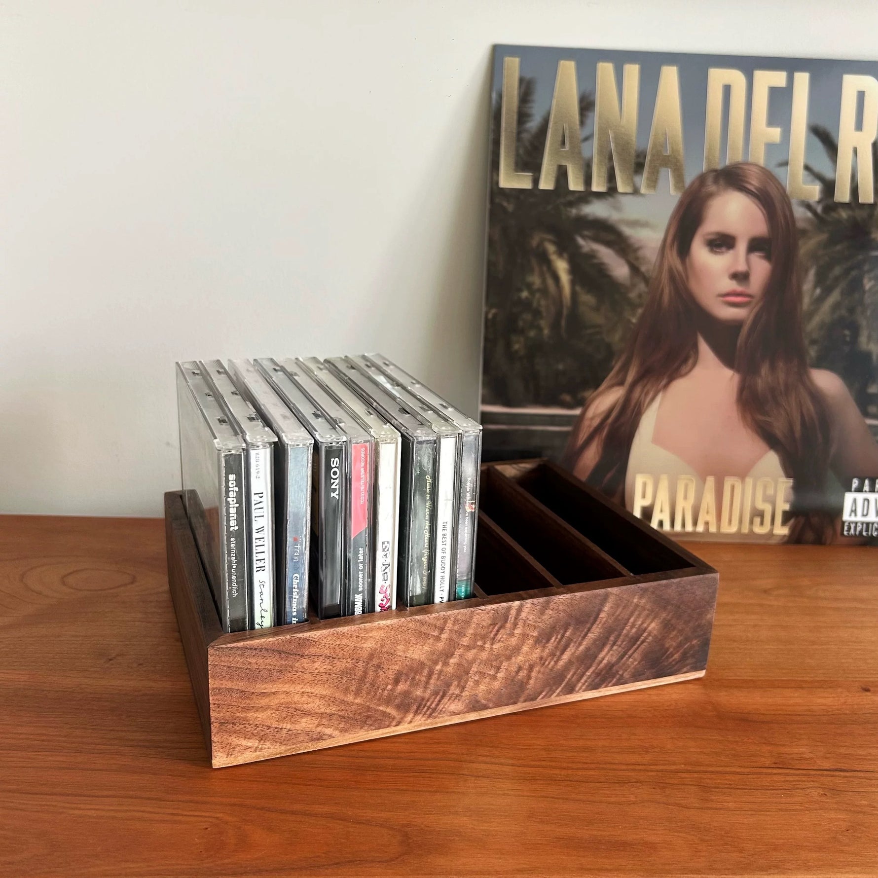 Premium-CD-Display- und Aufbewahrungsregal aus Massivholz