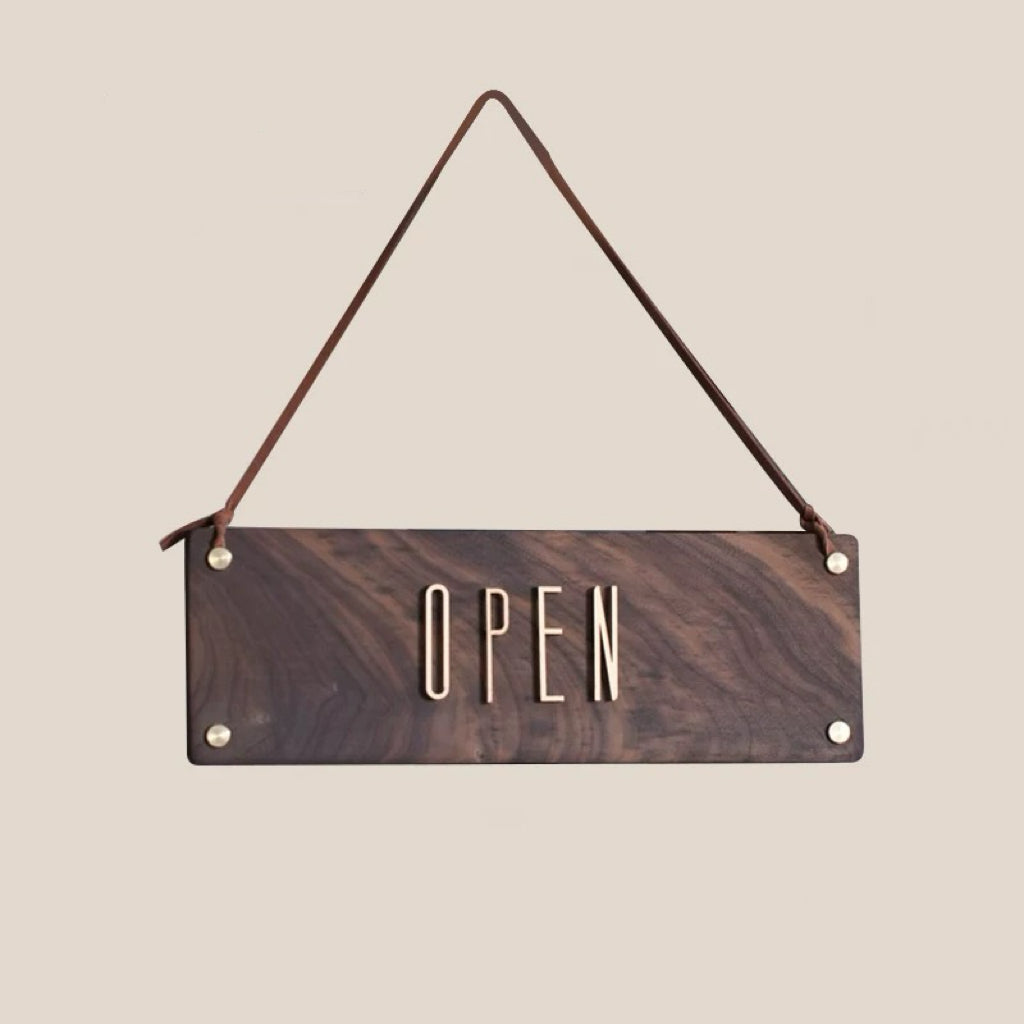 Retro Black Walnut Open Sign