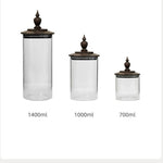 Glass Storage Jar with Walnut Lid - Medieval Retro Design