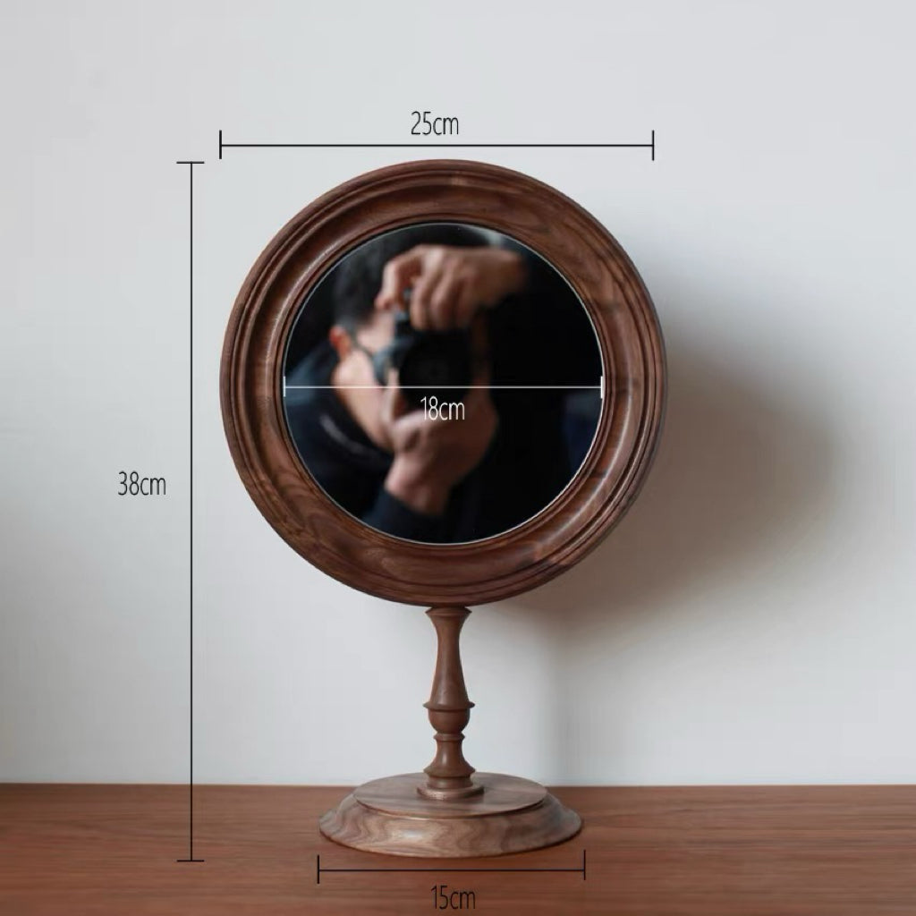 Retro Tabletop Mirror with Wooden Frame