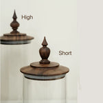 Retro Walnut Lid Glass Canister - Medieval Aesthetic
