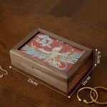 Retro style Solara Black Walnut Embroidered Jewelry Box