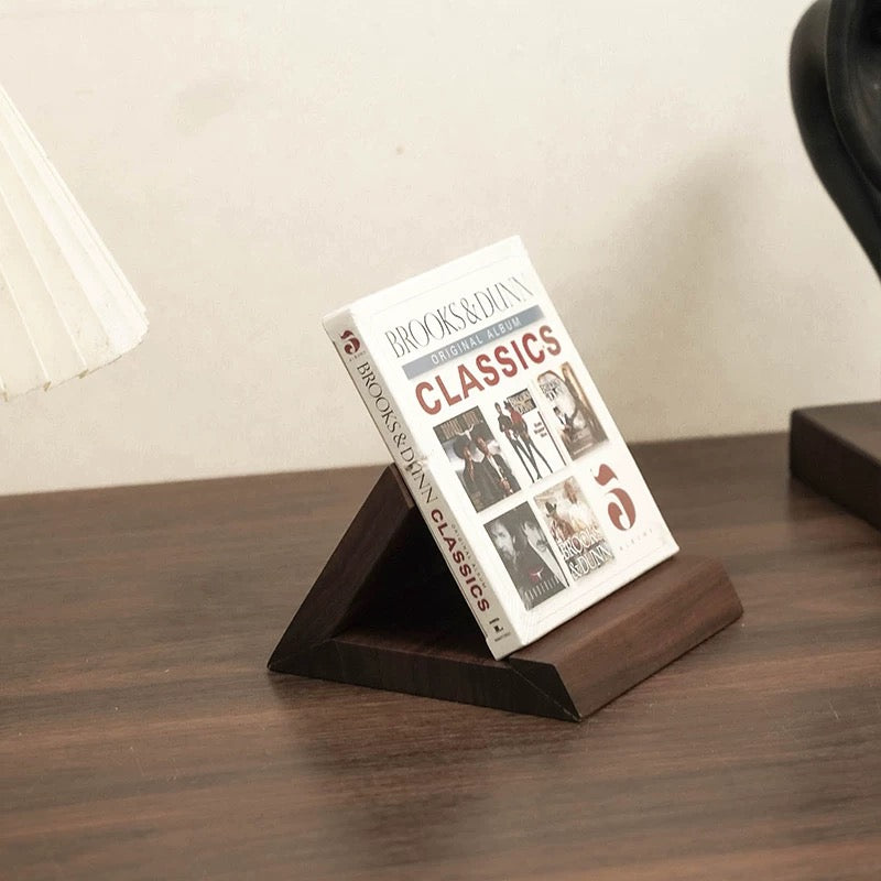 Minimalist Solid Walnut CD Album Display Stand | Walnut Addicted