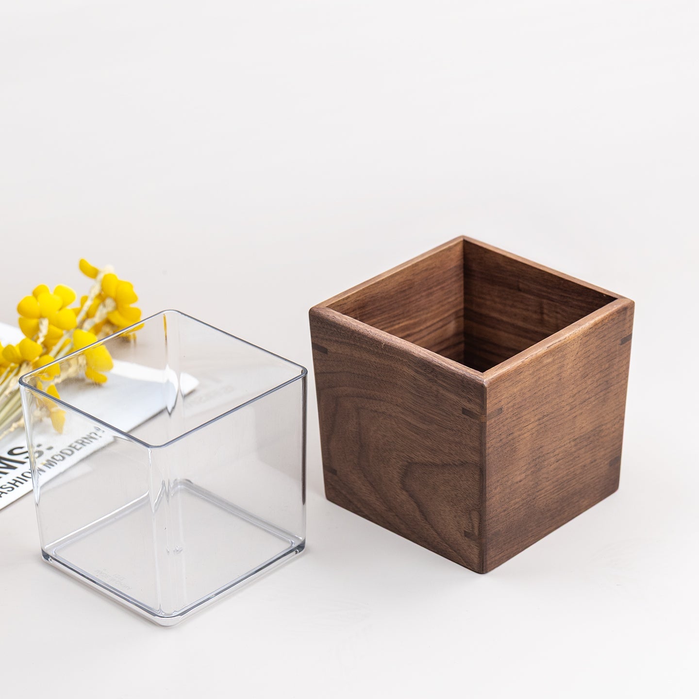 Small Wooden Desk Trash Bin