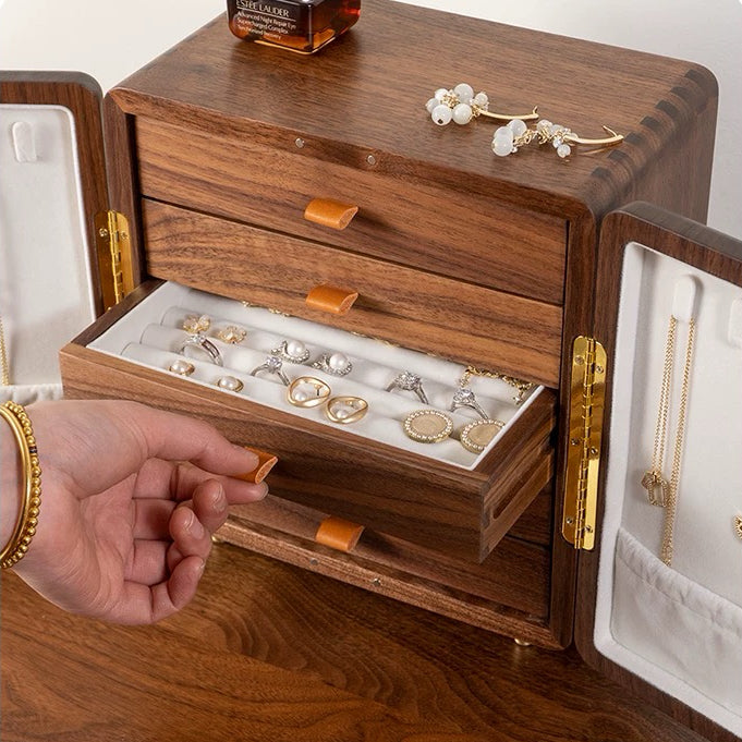 Solaris natural walnut jewelry organizer box