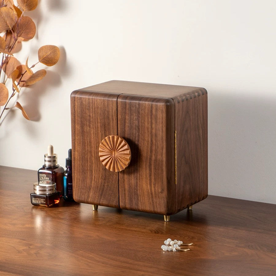 Solaris Walnut Jewelry Organizer with 5 Drawers