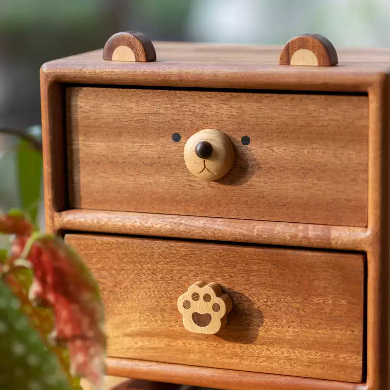 Solid Wood Bear Desk Organizer