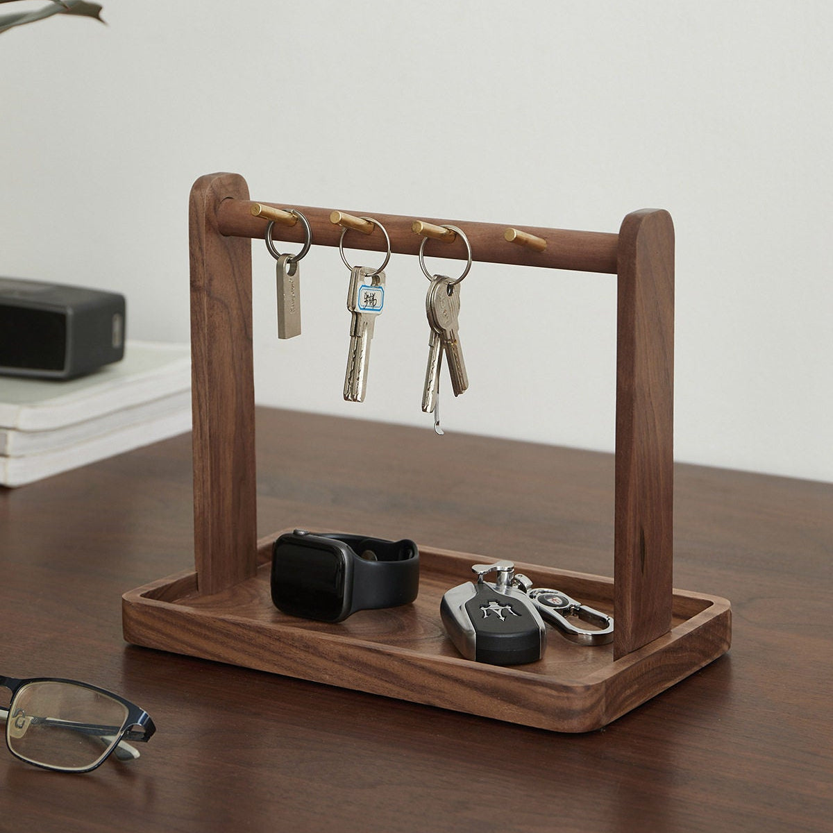 Key Rack Stand Premium Solid Walnut Key Holder Stand | Walnut Addicted
