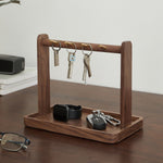 Solid walnut key organizer stand for home entryway