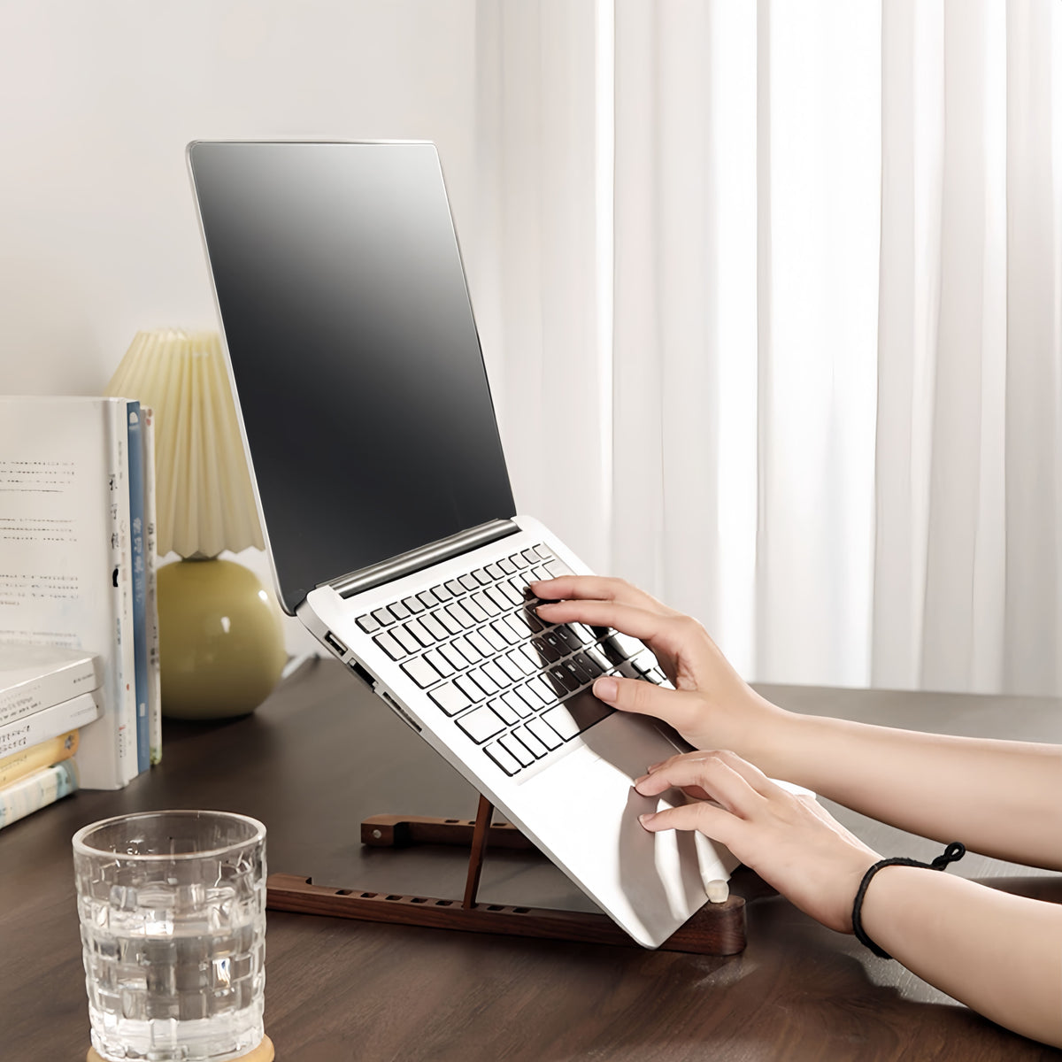 Solid walnut laptop holder