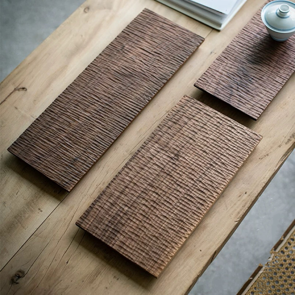 Textured Wooden Tea Tray