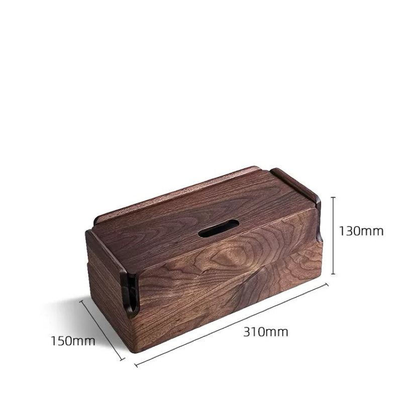 TimberWire Black Walnut Power Strip Organizer Box