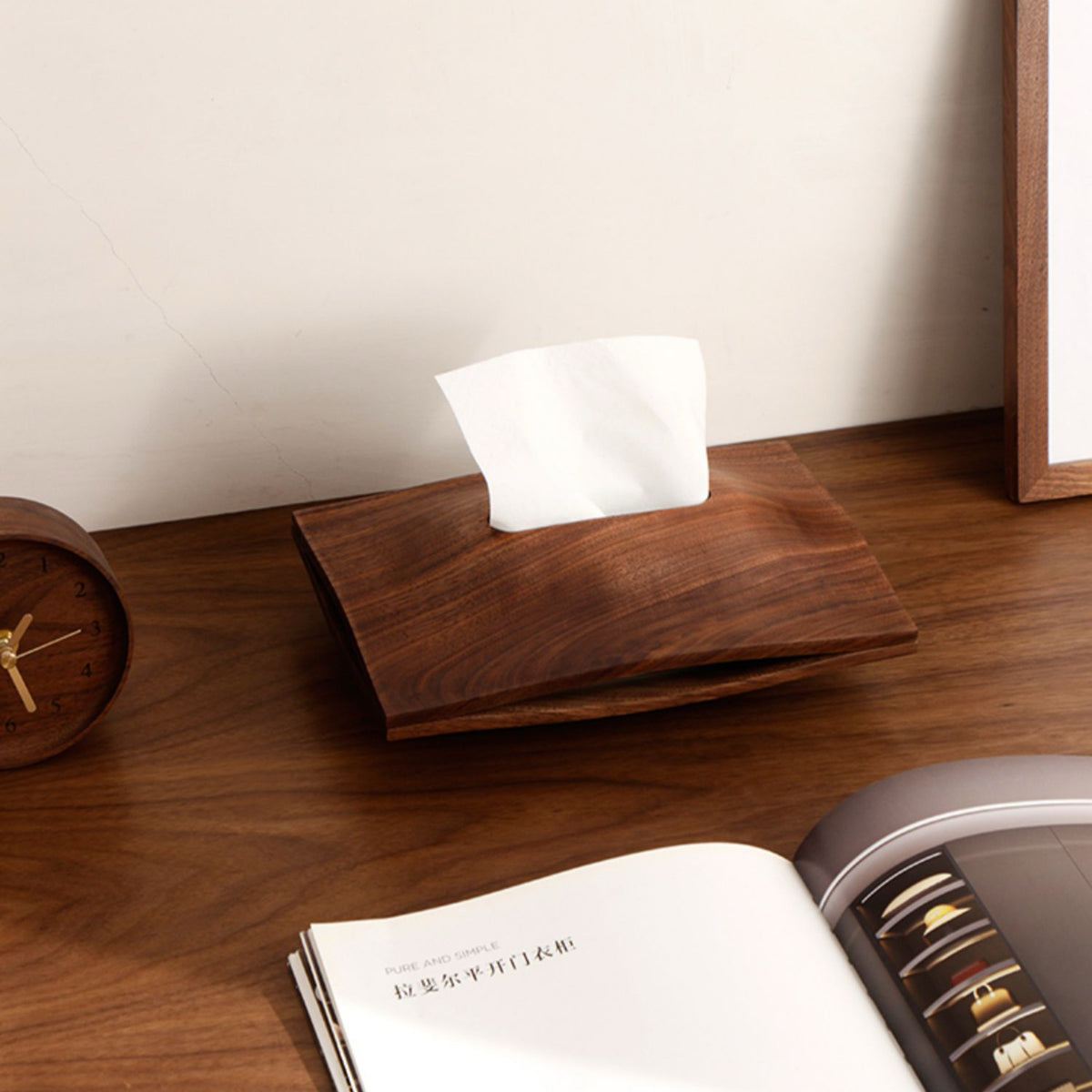 Walnut Desktop Tissue Box NatureLine
