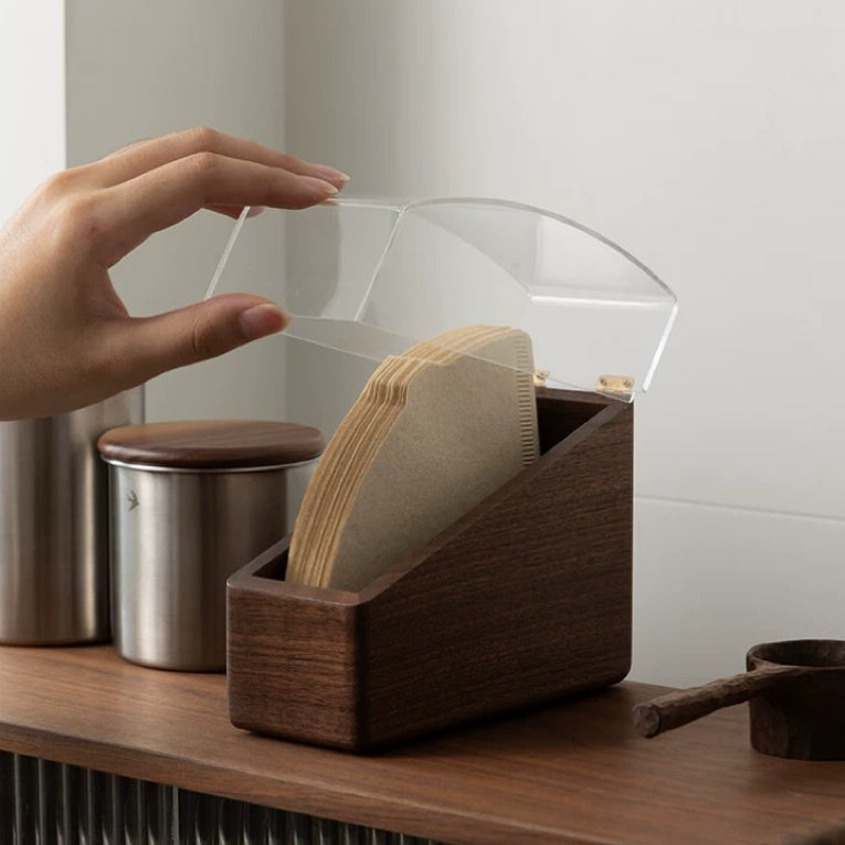 Wooden Pour-Over Coffee Filter Box