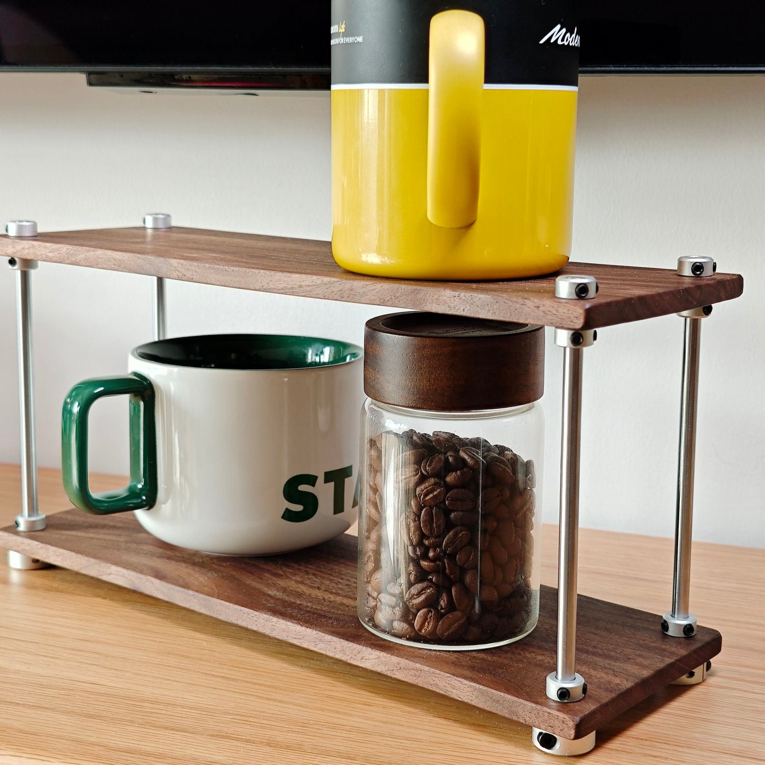 black walnut desk organizer