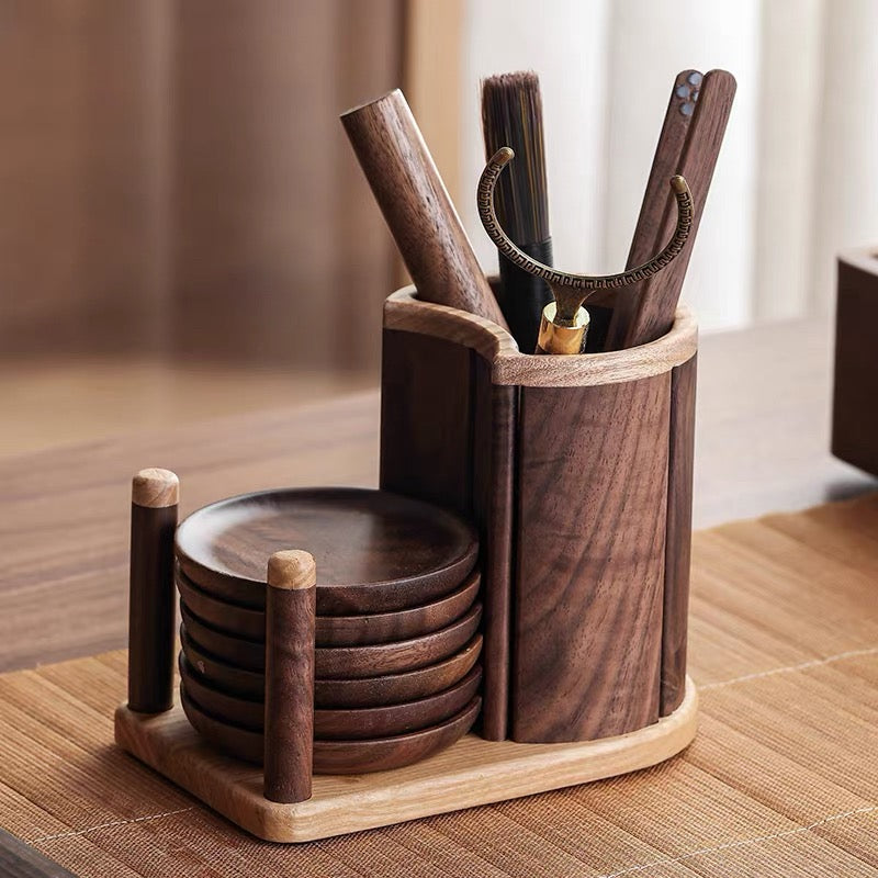 black walnut gongfu tea set