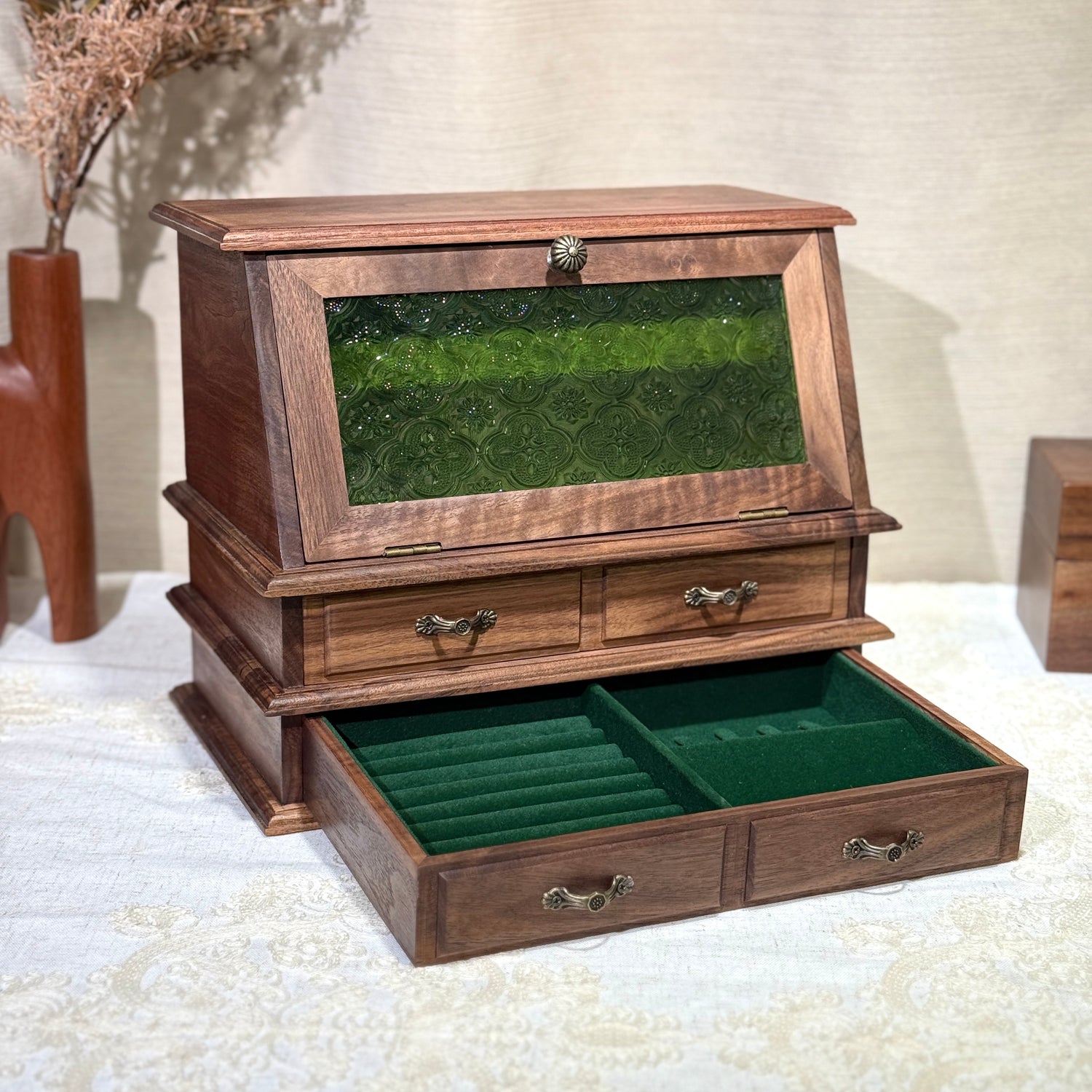 Gabinete organizador de joyas de madera maciza Boudoir