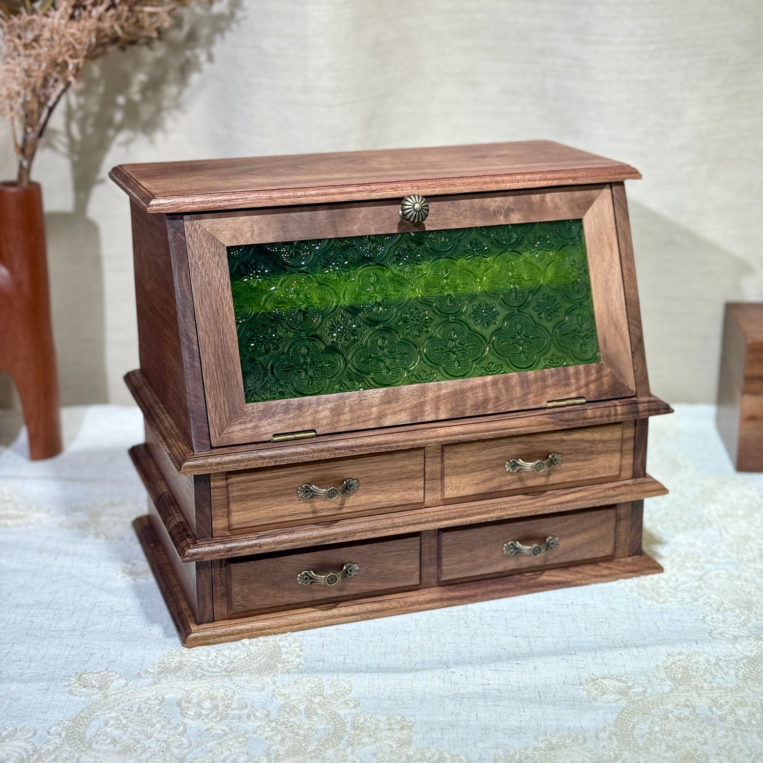 Gabinete organizador de joyas de madera maciza Boudoir