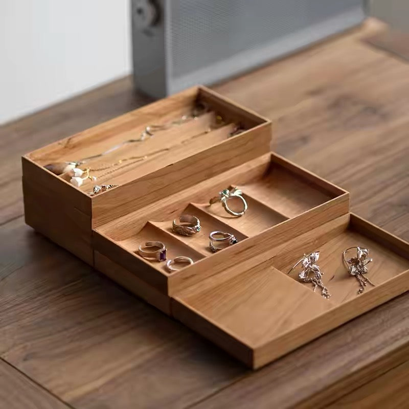 Clara Modulaire Massief Houten Sieraden Organizer Set