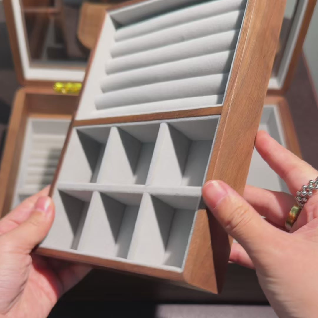 Lucent Solid Walnut Glass-Top Jewelry Box