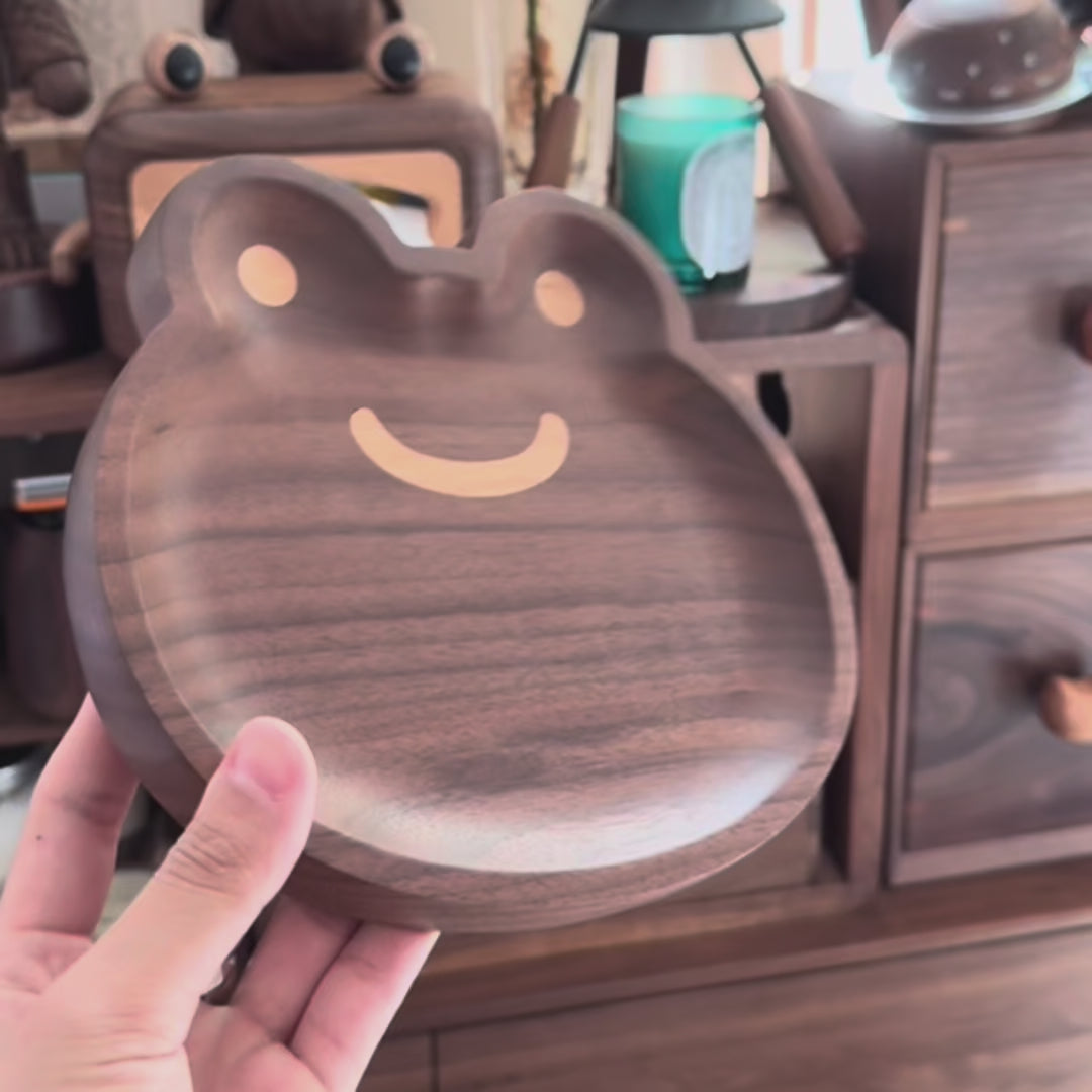 Frog Solid Walnut Plate