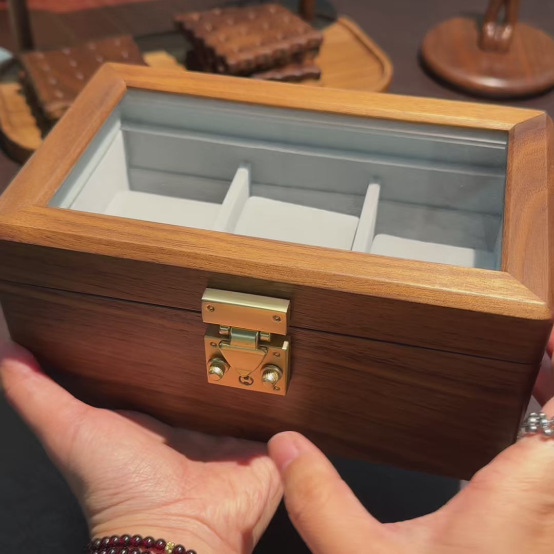 Royale Minimalist Uhrenkollektionsbox aus Walnussholz