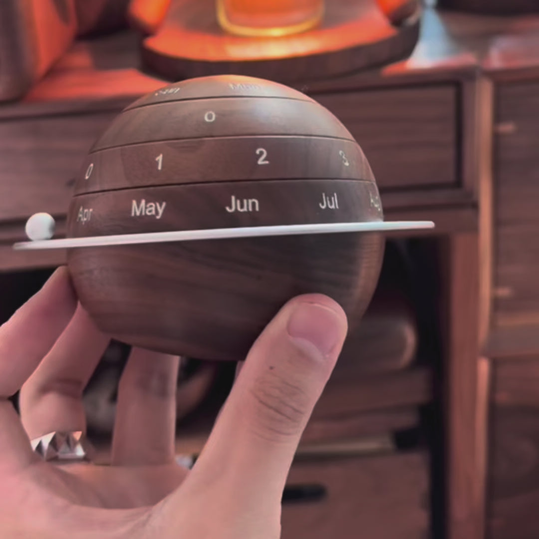 Timber Tales Walnut Globe Perpetual Calendar