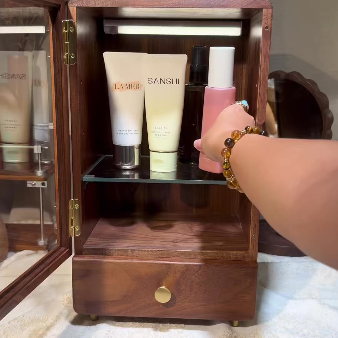 Organizador de Tocador de Nogal Macizo Glam