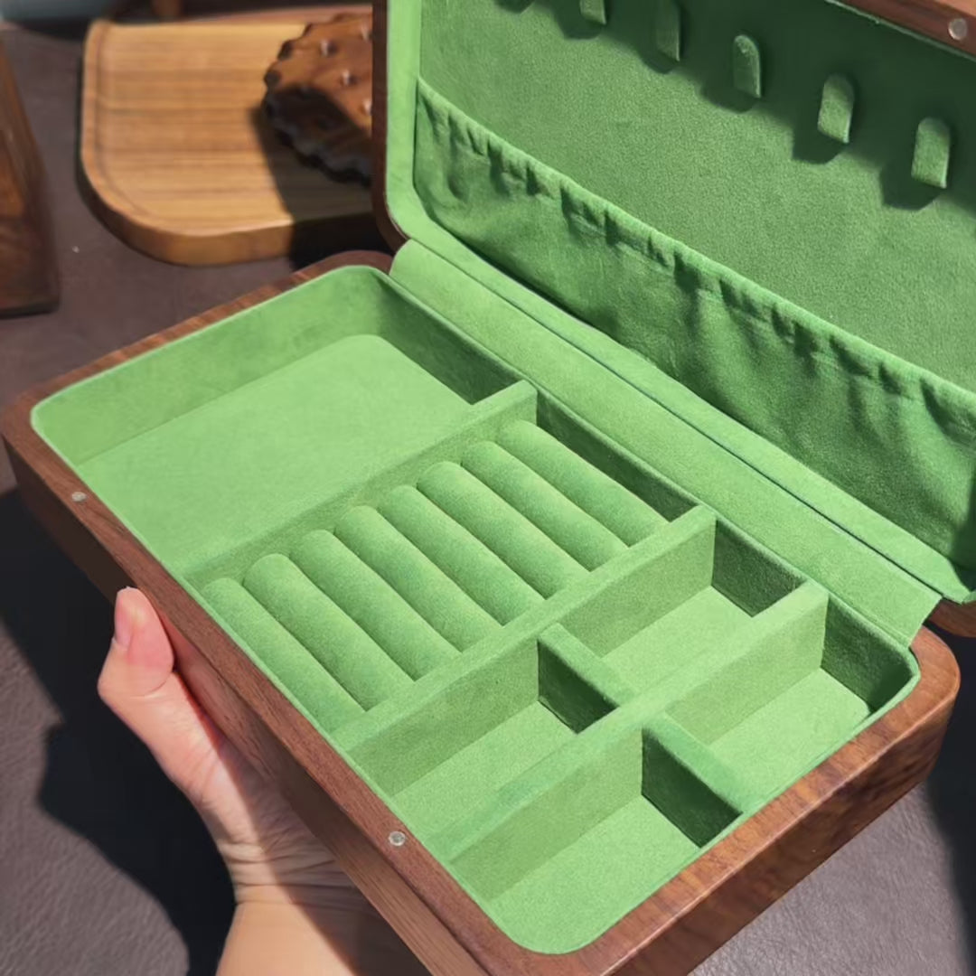 Lustina Solid Walnut Jewelry Box