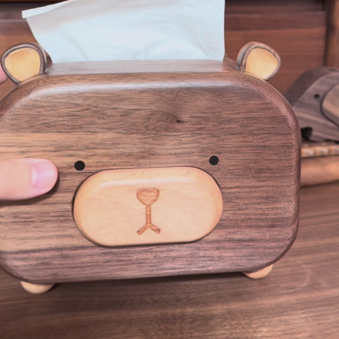 HoneyBear Walnut Tissue Box
