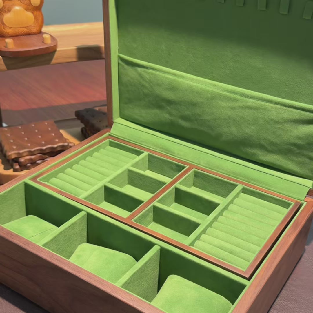 Verdura Solid Walnut Double-Layer Jewelry Box