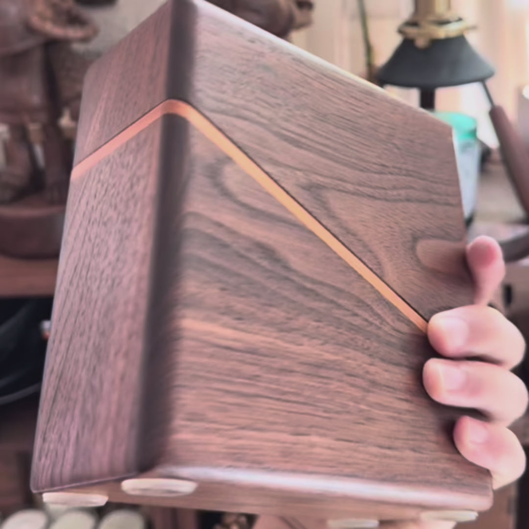 minimalist walnut coffee filter holder