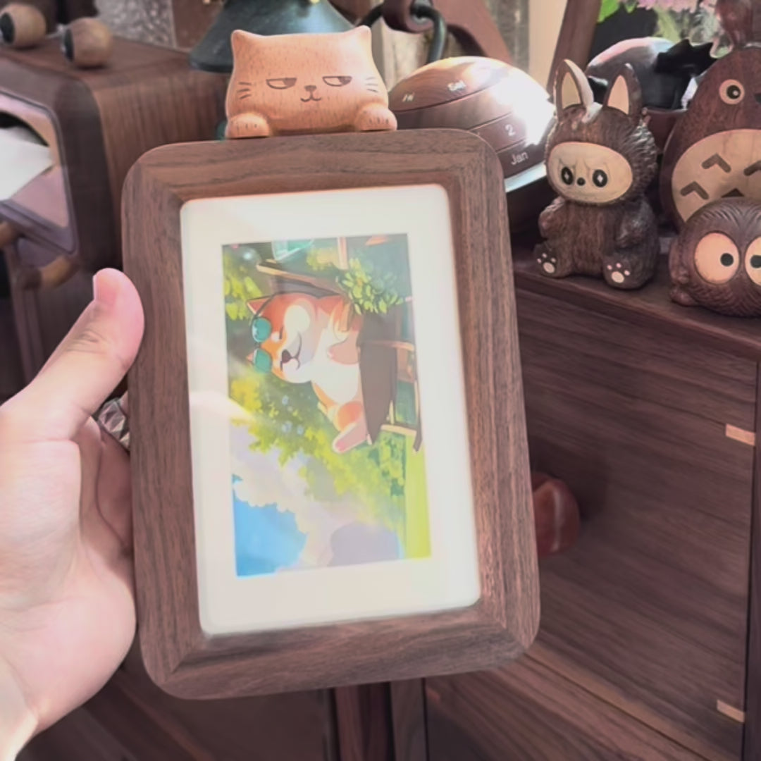 Meow Walnut Photo Frame