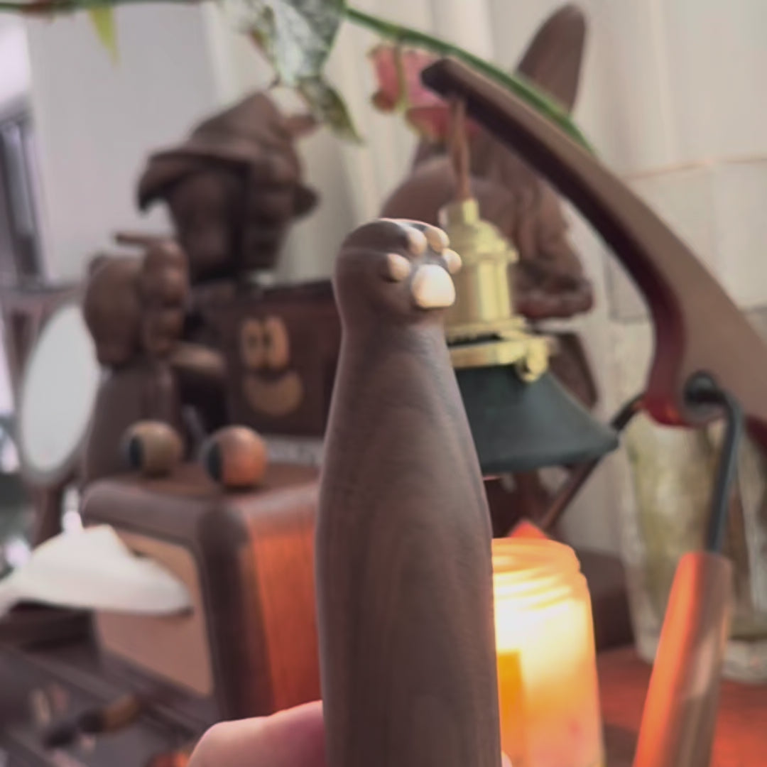 Cat Paw Walnut Tissue Holder